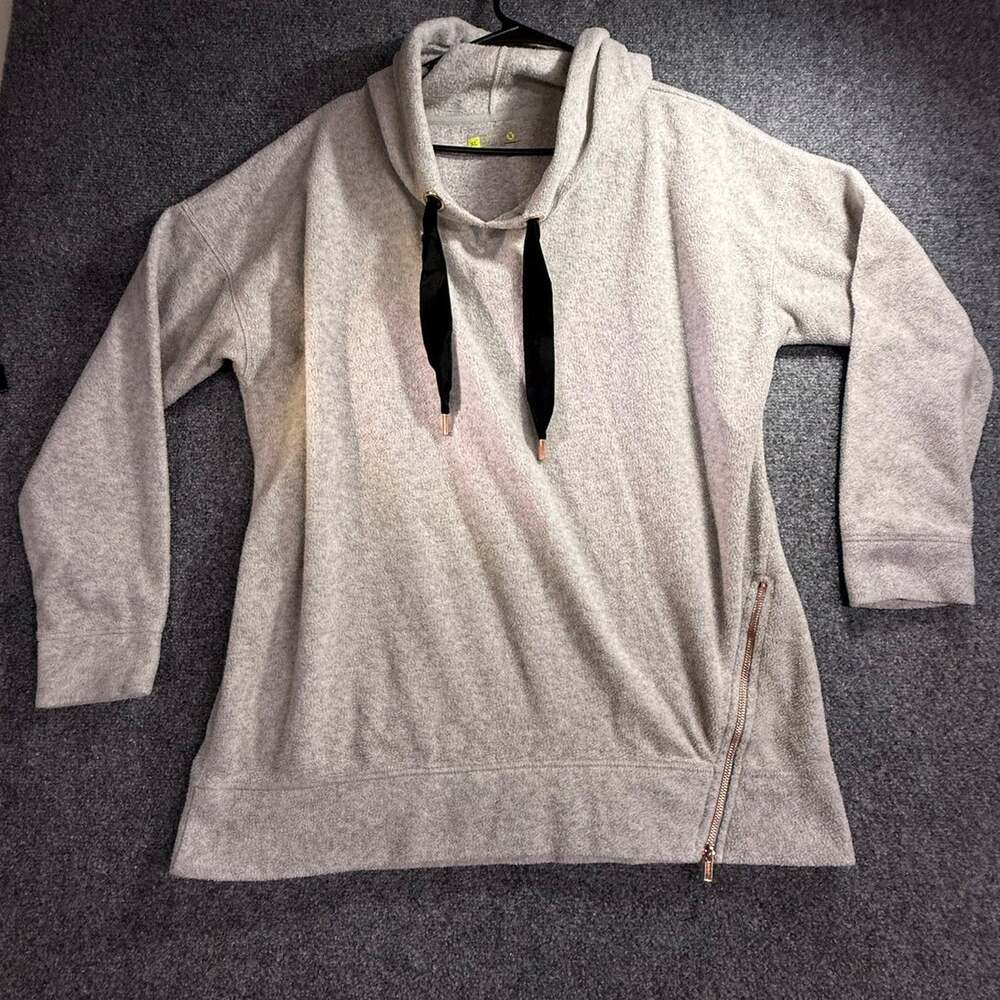 Xersion Women's Heather Gray Cowl Neck Side Zip Relaxed Fit Sweatshirt Size XL